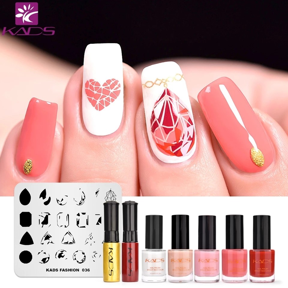 Kads Diamond Design Nail Art Stamping Plate Set Nail Template Plates Template Plates Nail Stamping Plate Polish Stencil