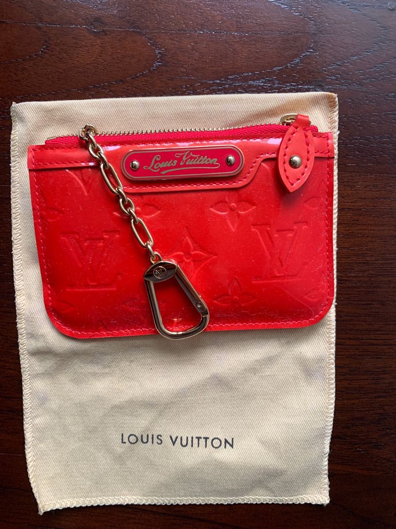 Louis Vuitton Lv Vernis Leather Key Cles Pouch Magenta Card Holder