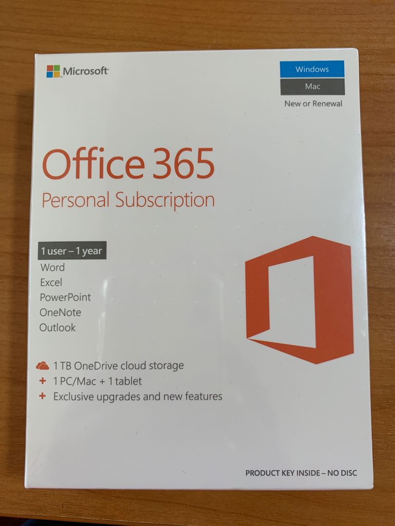Microsoft Office 365 Personal Subscription 1 user 1 year Sealed ...