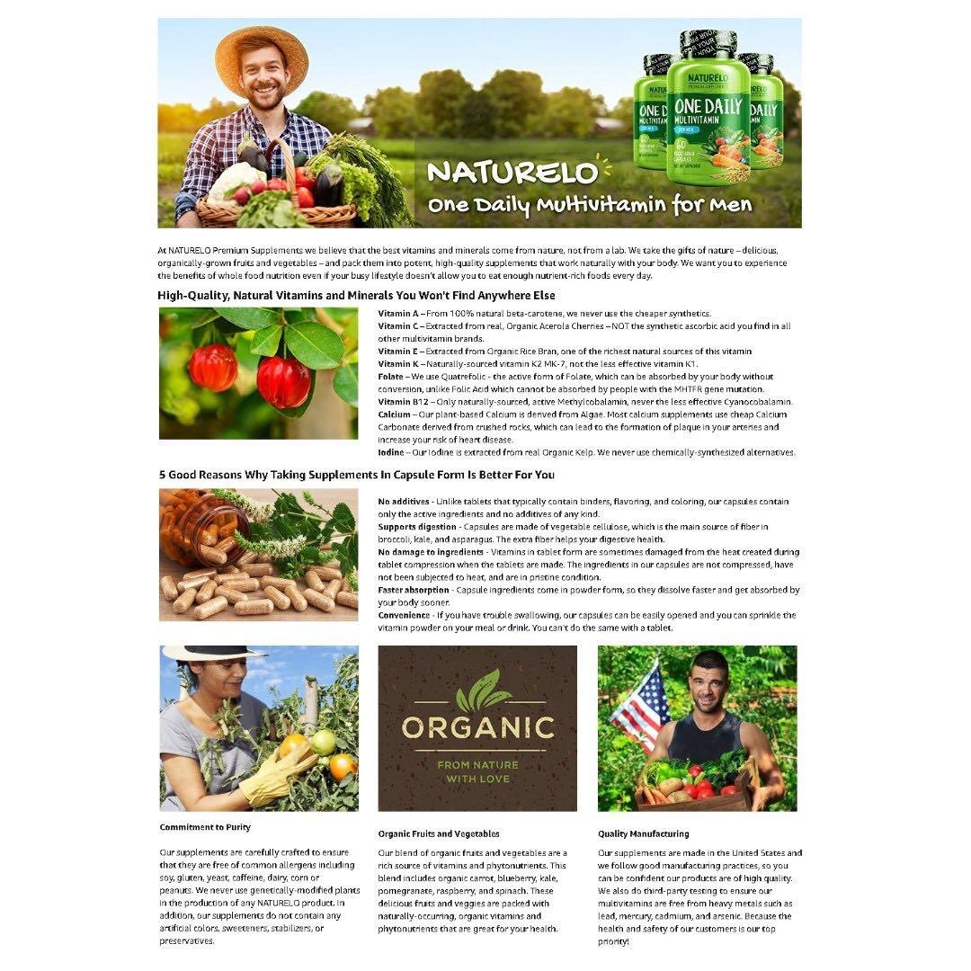 NATURELO One Daily Multivitamin for Men - with Whole Food Vitamins & Organic Extracts - Natural Supplement - Best for Energy, General Health - Non-GMO - 60 Capsules, Everything Else on Carousell NATURELO One Daily Multivitamin for Men - with Whole Food Vitamins & Organic Extracts - Natural Supplement - Best for Energy, General Health - Non-GMO - 60 Capsules, Everything Else on Carousell