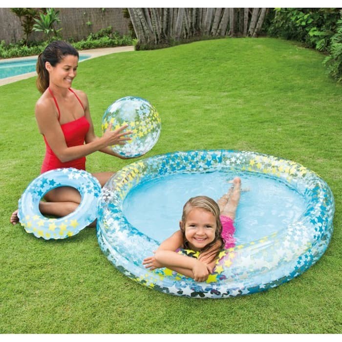 New Kolam Renang Intex Bintang Biru Stargaze 59460 Bonus Bola Dan Ban Renang Buat Bayi Sampai Balita Bayi Anak Mainan Baby Walker Di Carousell