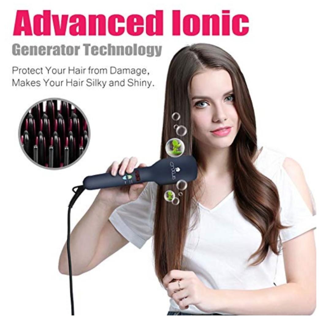 P14 Ionic Hair Straightener Brush CNXUS MCH Ceramic Heating LED Display Adjustable Temperatures Anti Scald Hair Straightening Brush Portable Frizz Free Hair Care Silky Straight Heated Comb Beauty Pers...