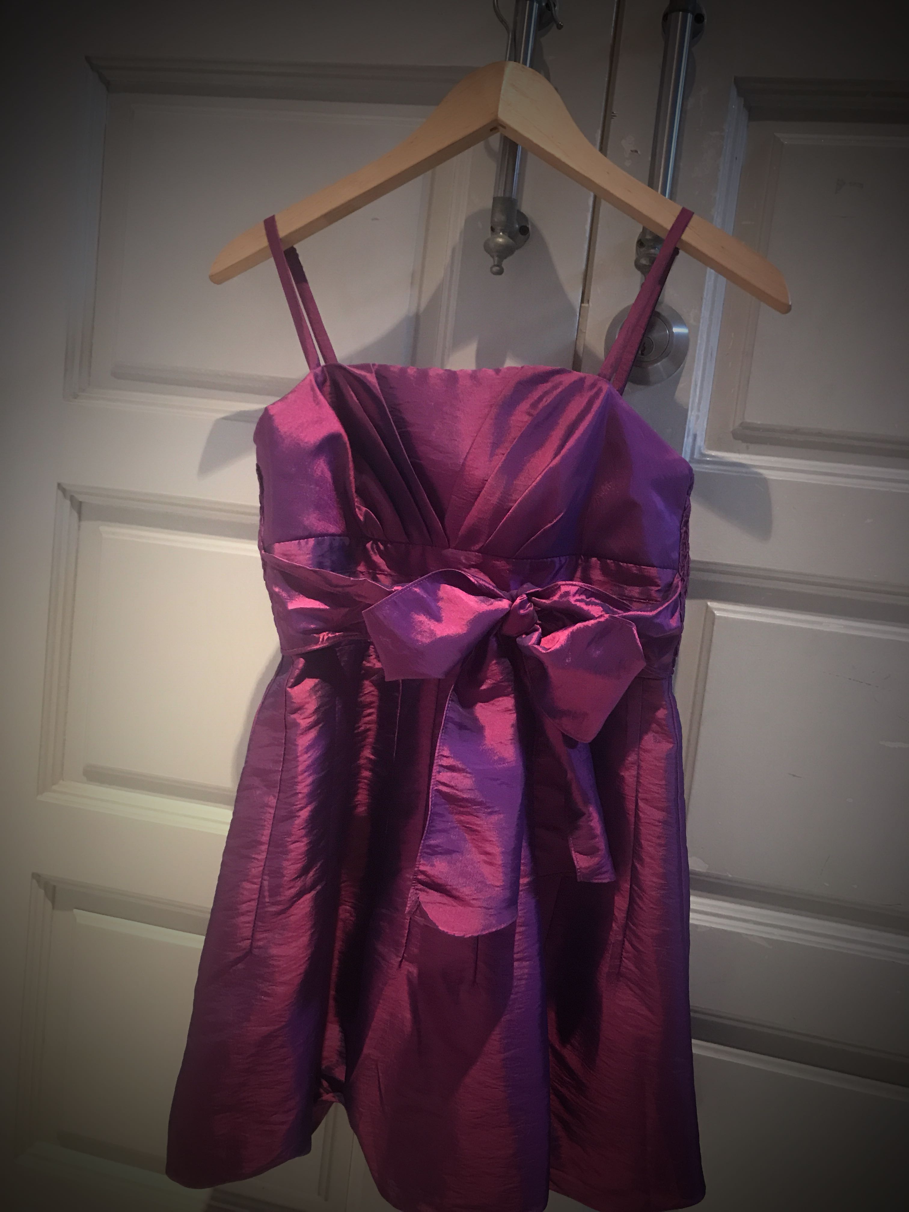 Purple satin cocktail best sale dress