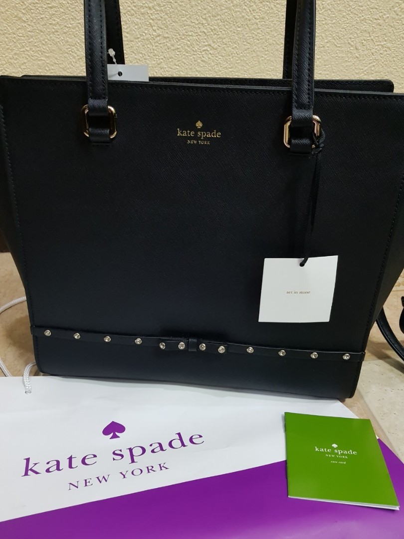 SELLING BNEW AUTHENTIC KATE SPADE LAUREL WAY JEWELED LARGE HADLEE IN BLACK,  Luxury, Bags & Wallets on Carousell