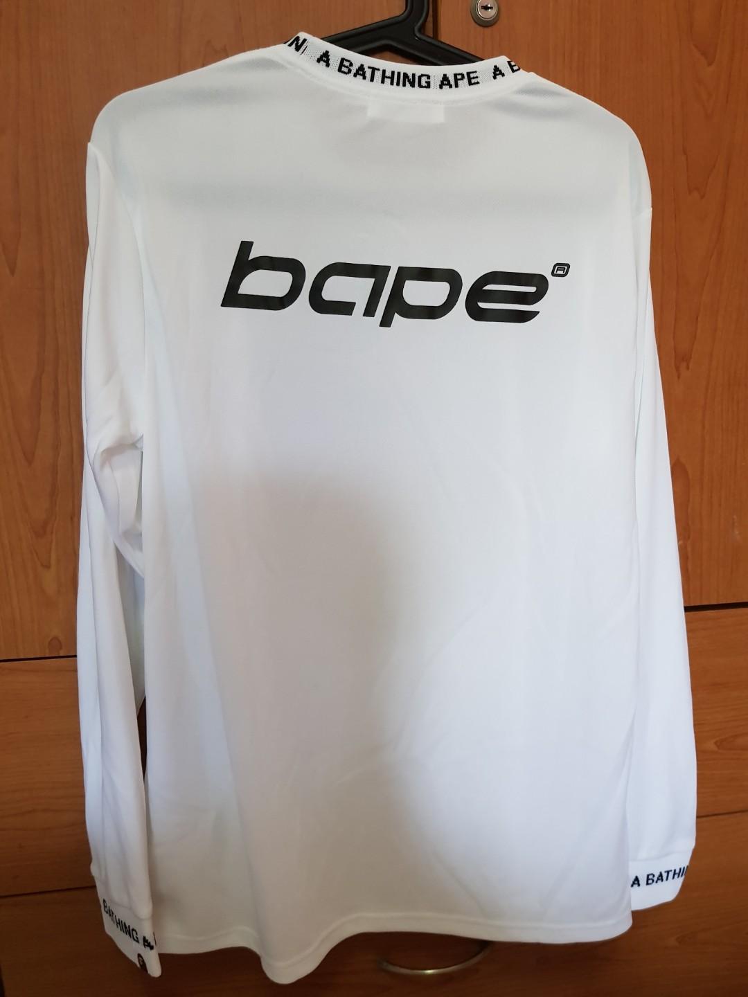 Size M] Bathing Ape Logo Rib L/S Tee, Men's Fashion, Tops & Sets