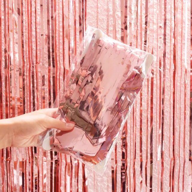 Tinsel Backdrop Curtains For Parties Rose Gold Design Craft