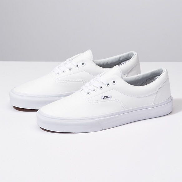 Vans tumble slip on white leather on sale