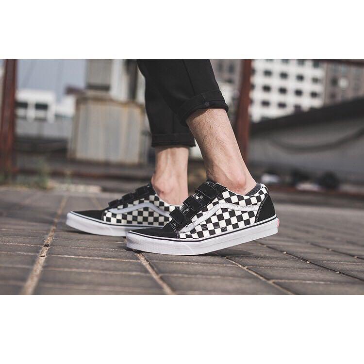 Velcro checkered vans sale