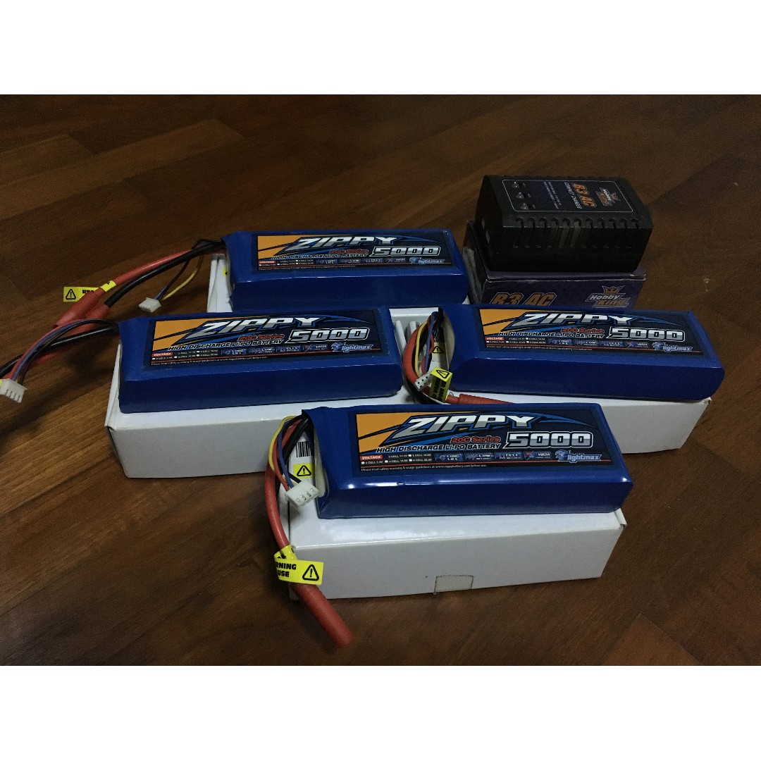 Zippy LiPo battery 5000mAh 3S (11.1V) 20C x 4 + HobbyKing B3 AC 2S/3S