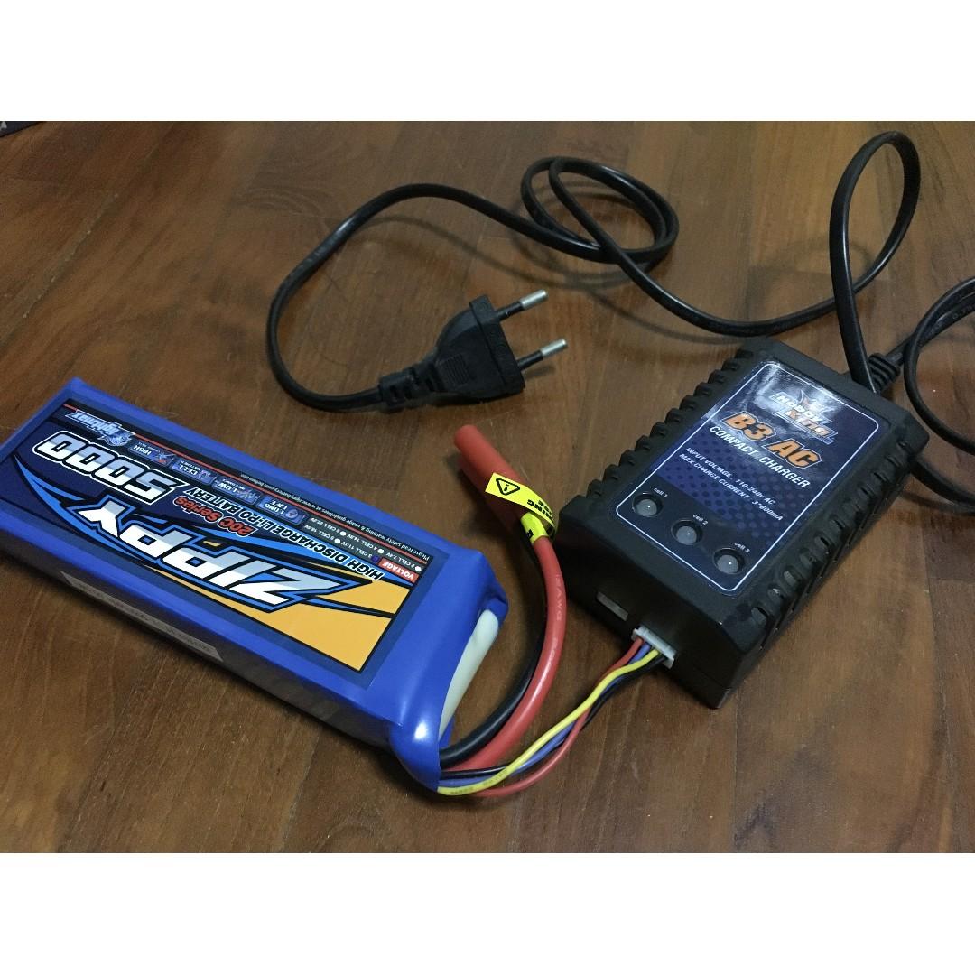 Zippy LiPo battery 5000mAh 3S (11.1V) 20C x 4 + HobbyKing B3 AC 2S/3S