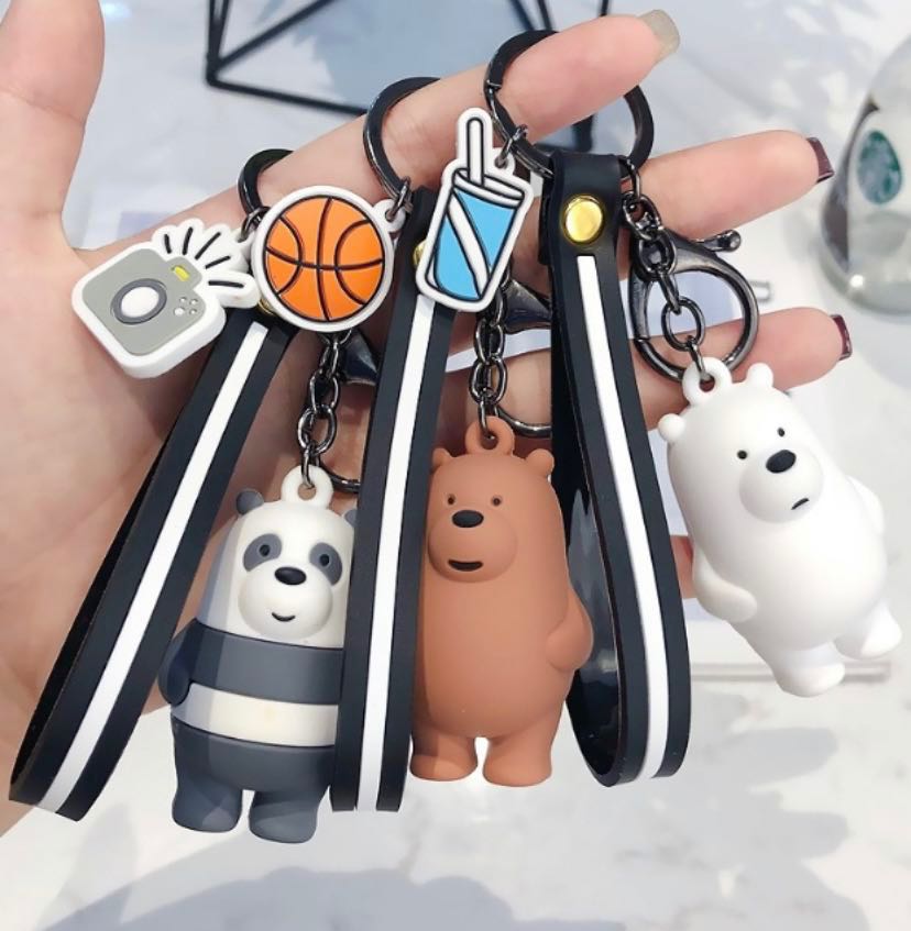 119 we bare bears keychain ice bear grizzly panda key chain