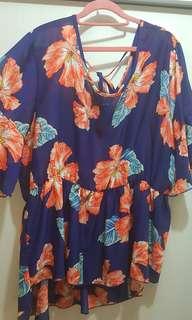 Plus size floral chiffon top