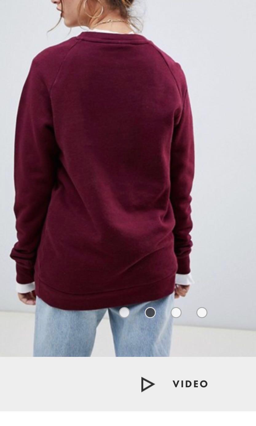 adidas originals trefoil crew neck sweatshirt in maroon