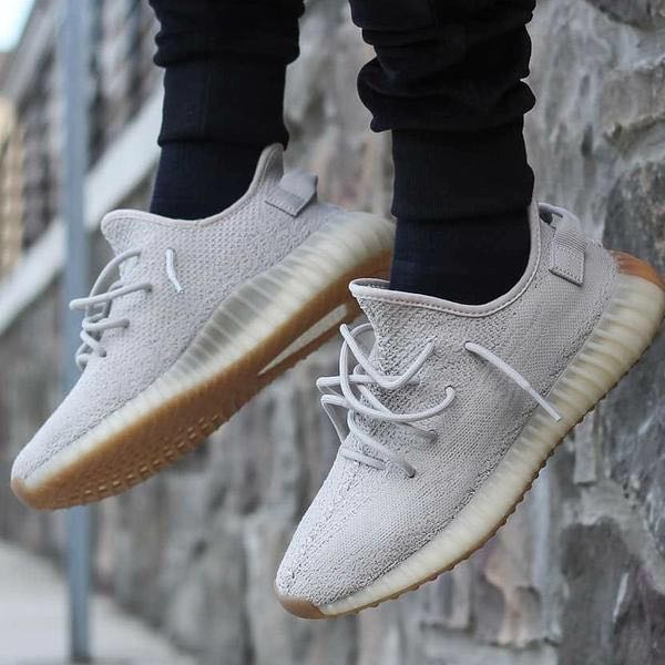 yeezy sesame with shorts