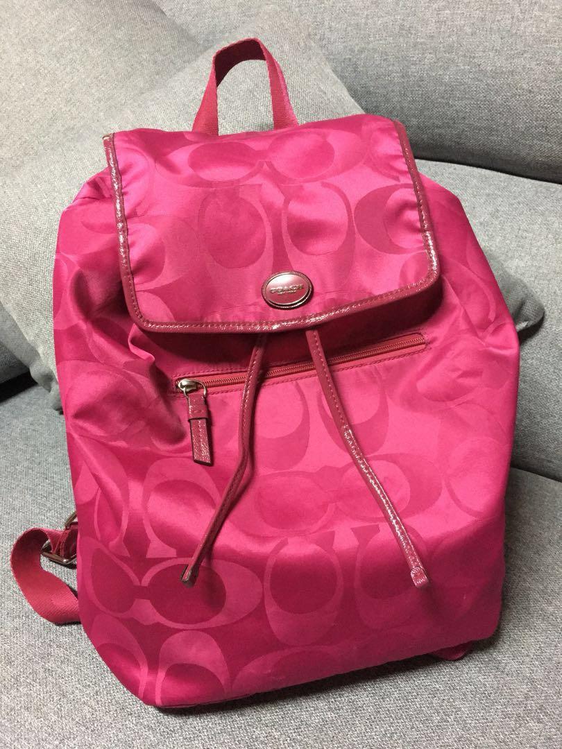 coach backpack neon pink