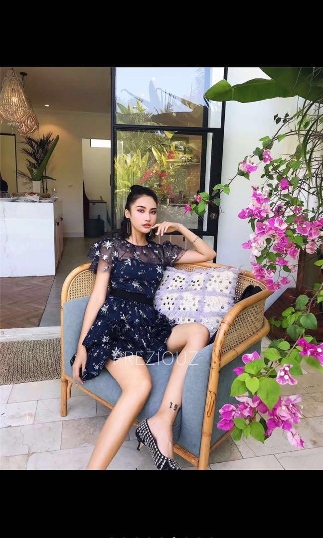Self portrait tiered top star print mini dress