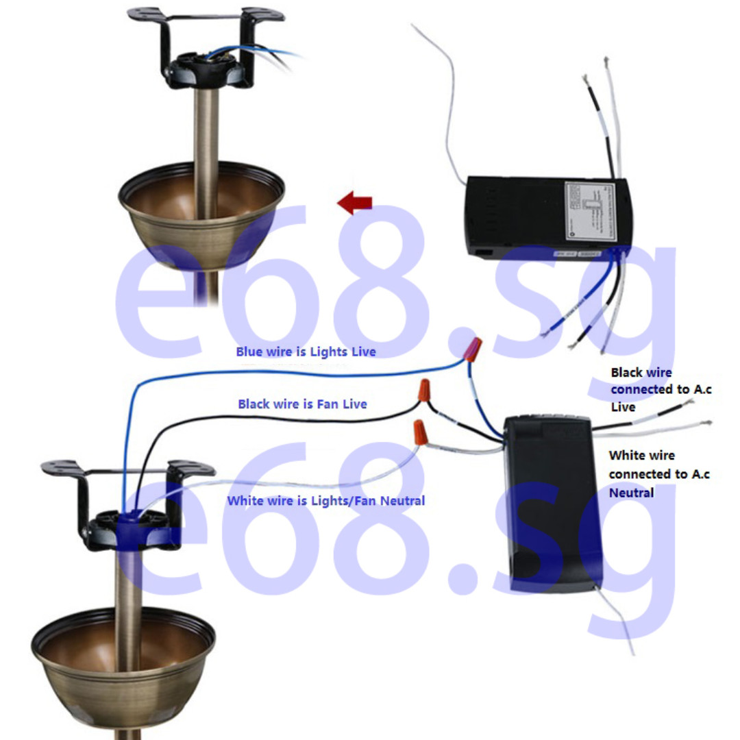 Ceiling Fan Light Lamp Remote Controller Control Receiver Kit For