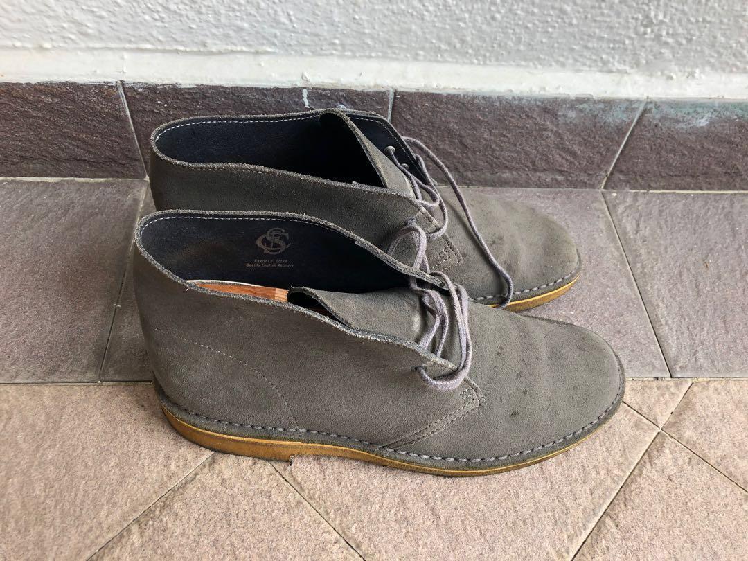 grey suede clarks desert boots