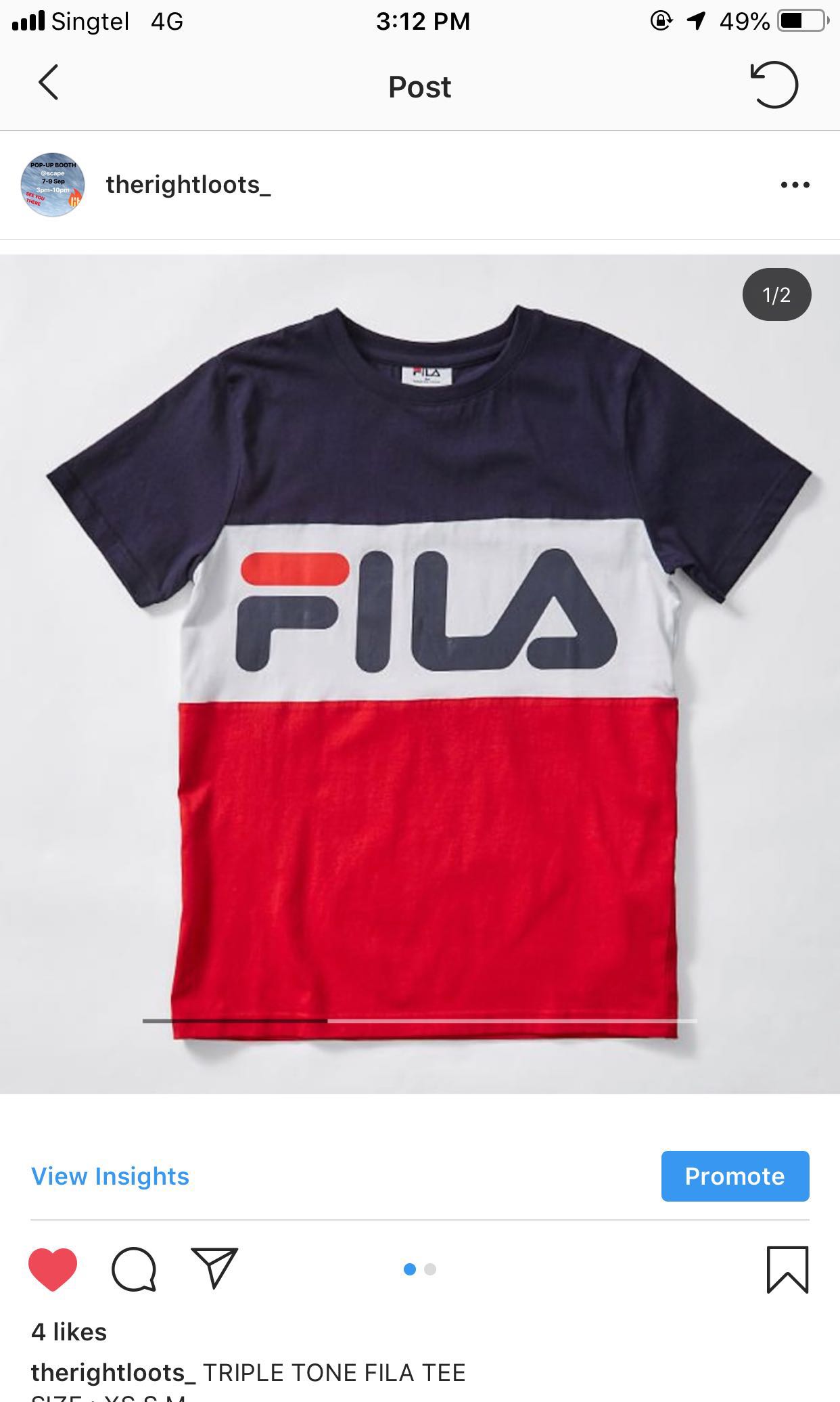 Fila T-shirt Tri tone blue red white 