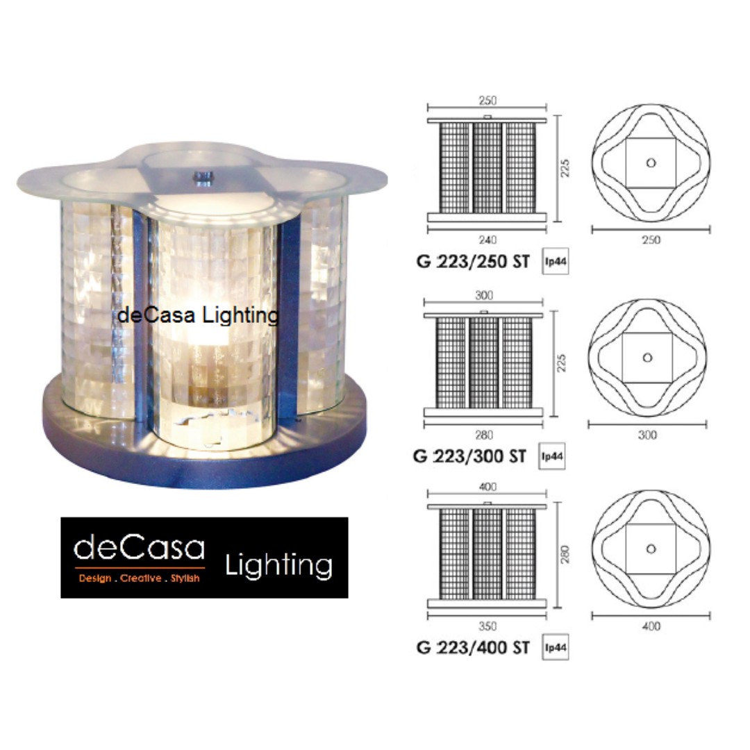 OUTDOOR GLASS PILLAR LIGHT G223 ST, Furniture & Home Living, Lighting