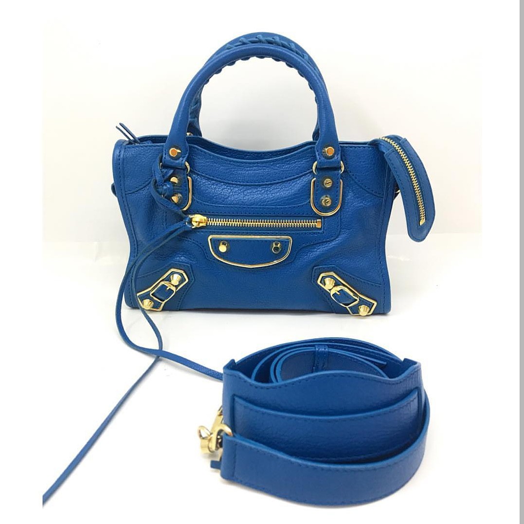 Preloved Balenciaga Mini City Edge Blue De Prusse 2017 Complete No