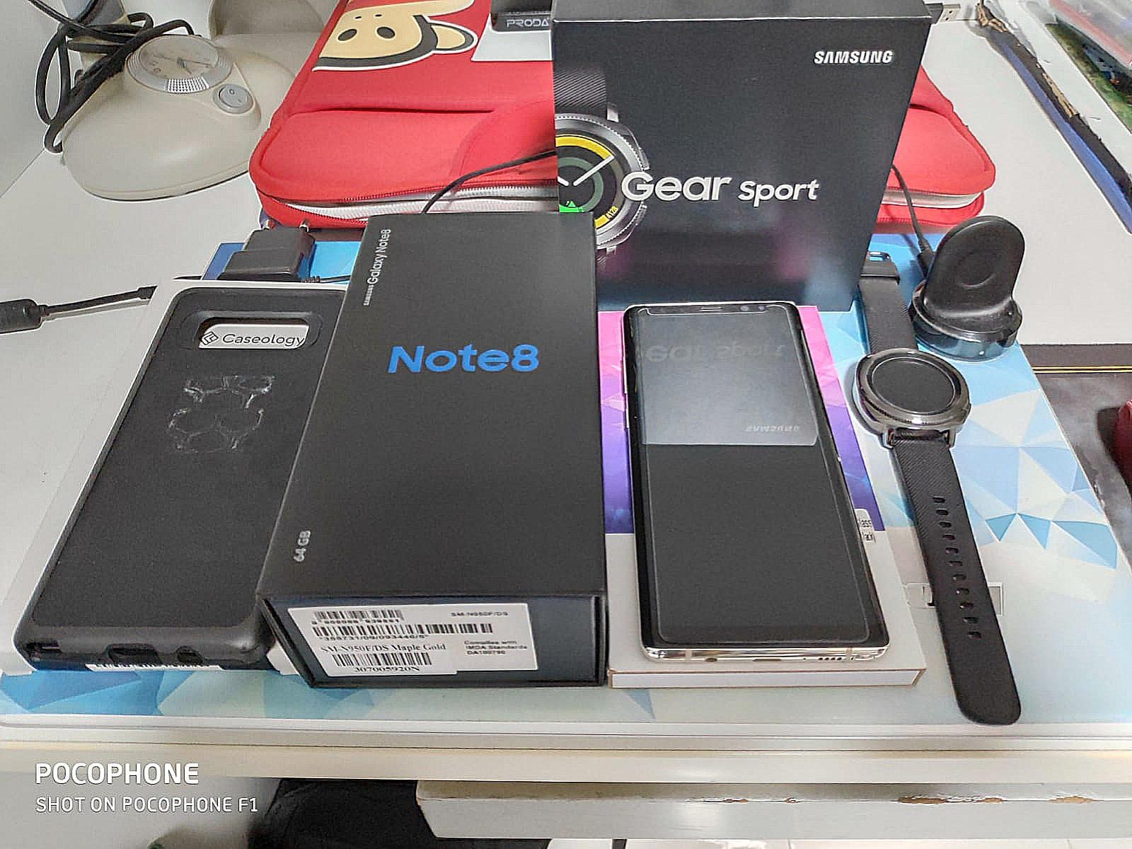 Samsung Note 8 Gold With Gear Sport Watch Mobile Phones Gadgets