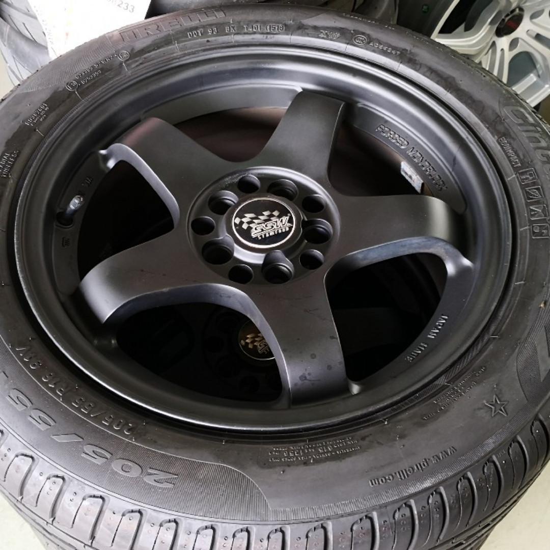 16 Matt Black Rim 5x100 With New Pirelli P7 205 55r16 Car