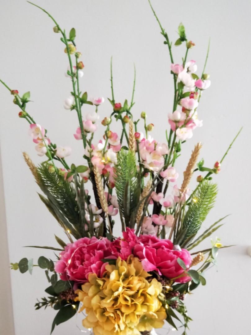 Chinese New Year Floral Arrangement Vase Optional Gardening Flowers Bouquets On Carousell