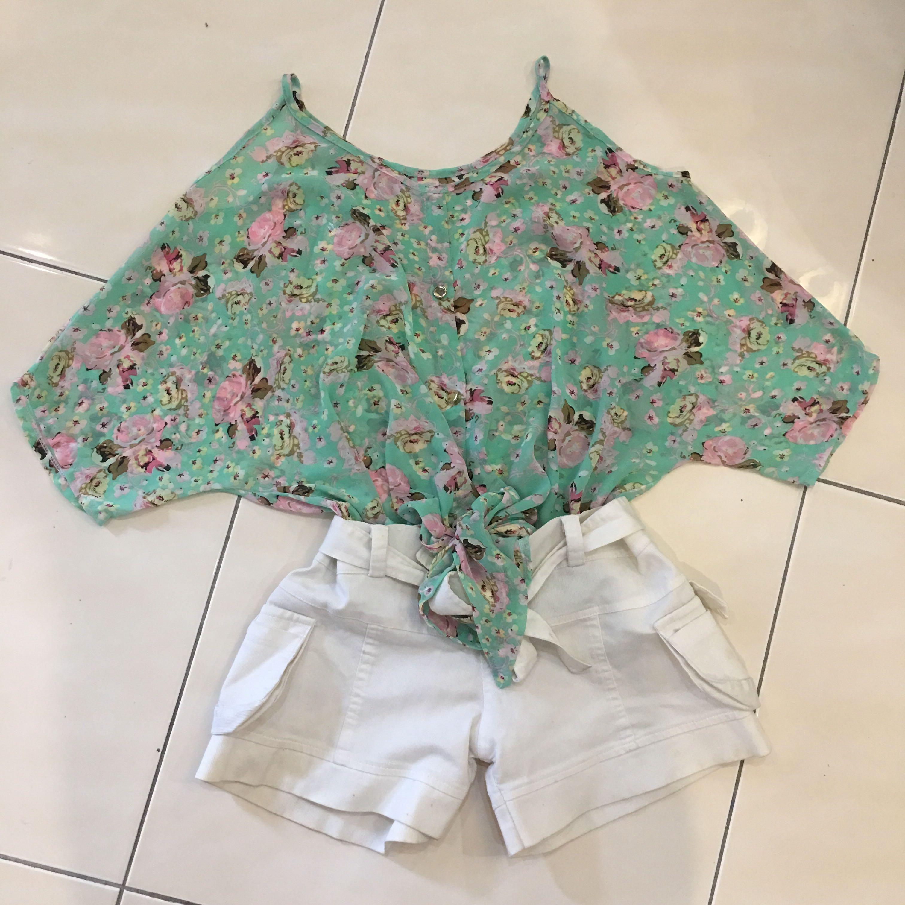 Floral mint pink cold shoulder top (Category: Sleeveless) located in Antipolo. Submitted by projectc (Listing ID 211957988, Image 1). Description: Decluttering Last price posted.