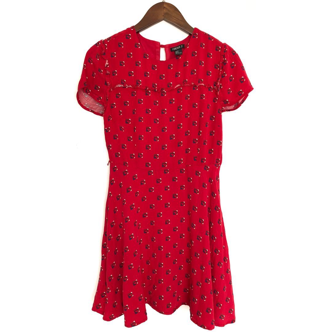 red cotton dress
