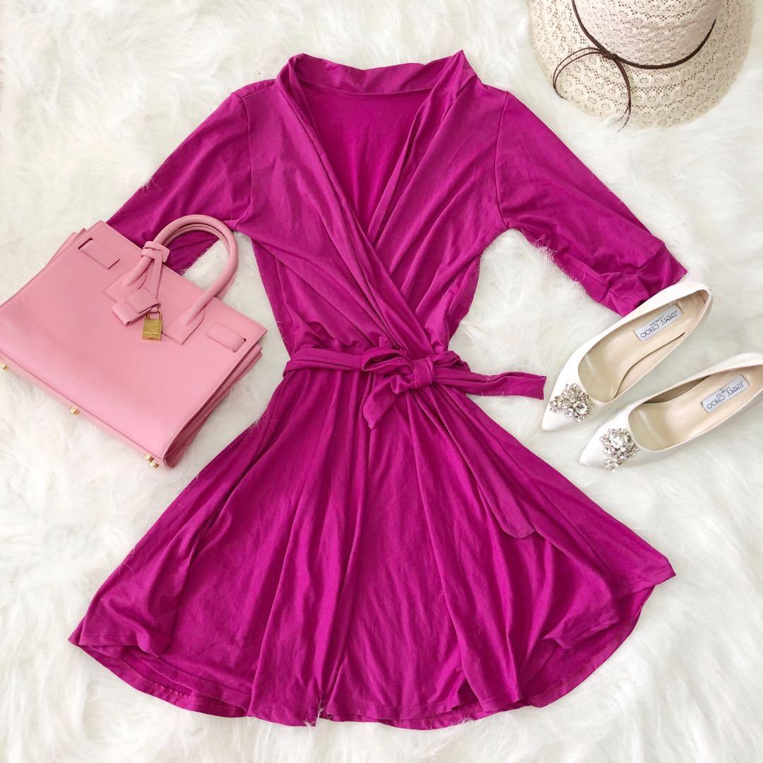 fuchsia wrap dress