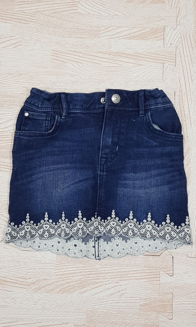 jeans skirt with lace