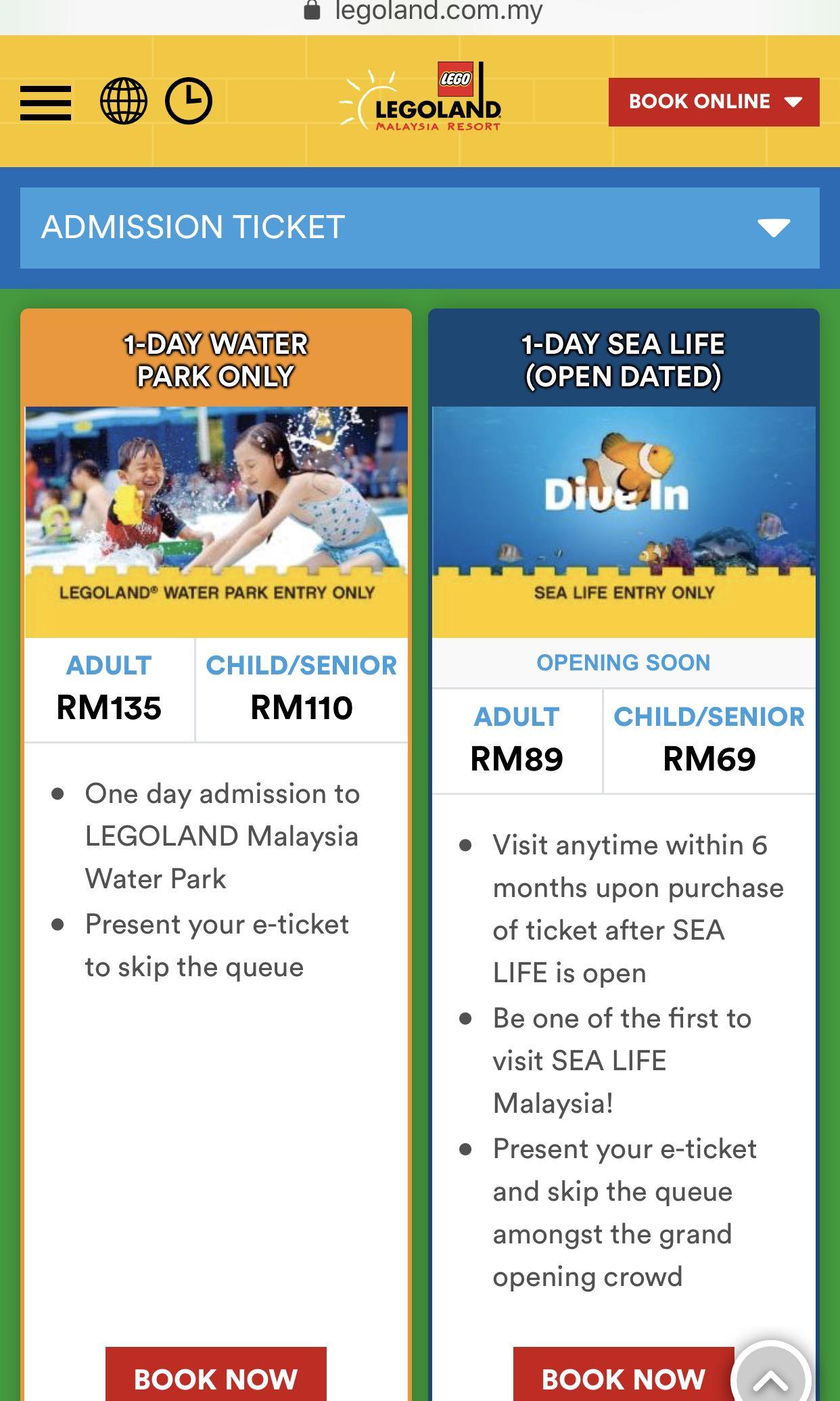 Harga tiket legoland water park sale