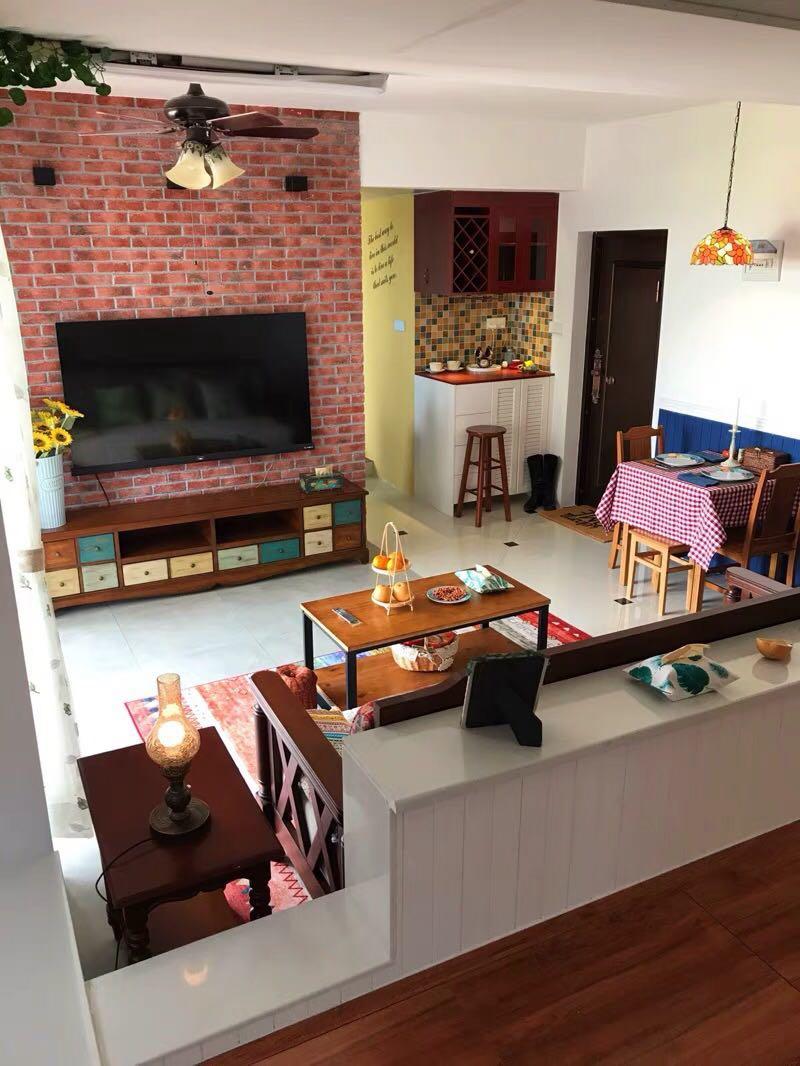 Tv Console Low Cabinet American Country Style Furniture Shelves