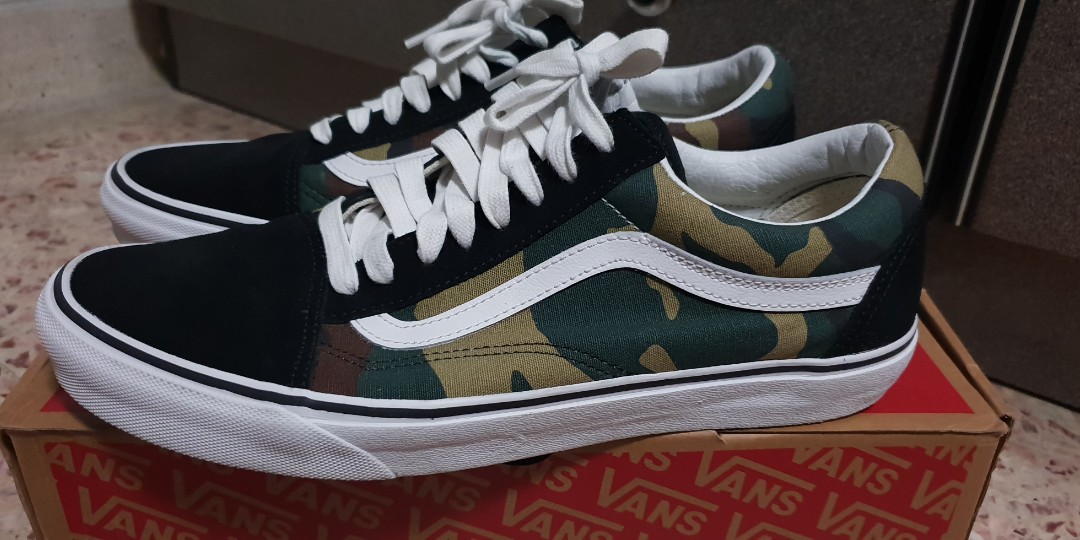 vans woodland camo slip on