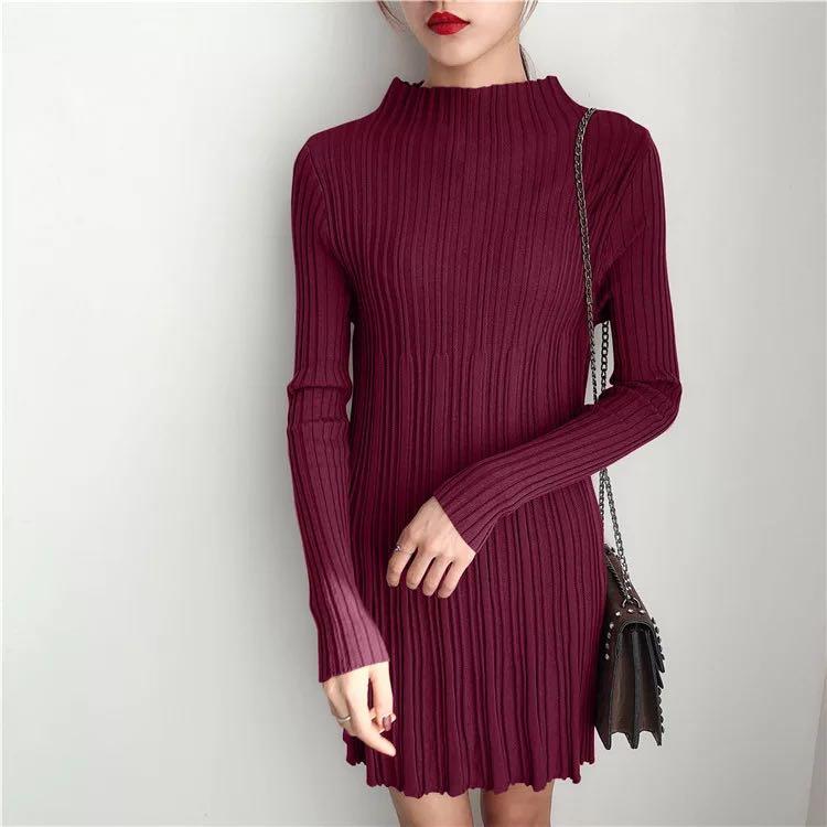 white turtleneck sweater dress long sleeve