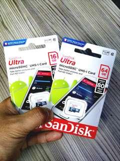 Sandisk ULTRA memory card for all devices (CLASS 10) with 1 yr. Warranty!