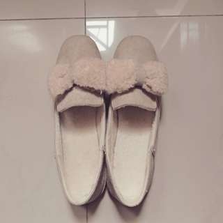 加絨毛毛蝴蝶豆豆平底鞋shoes64231049386241110