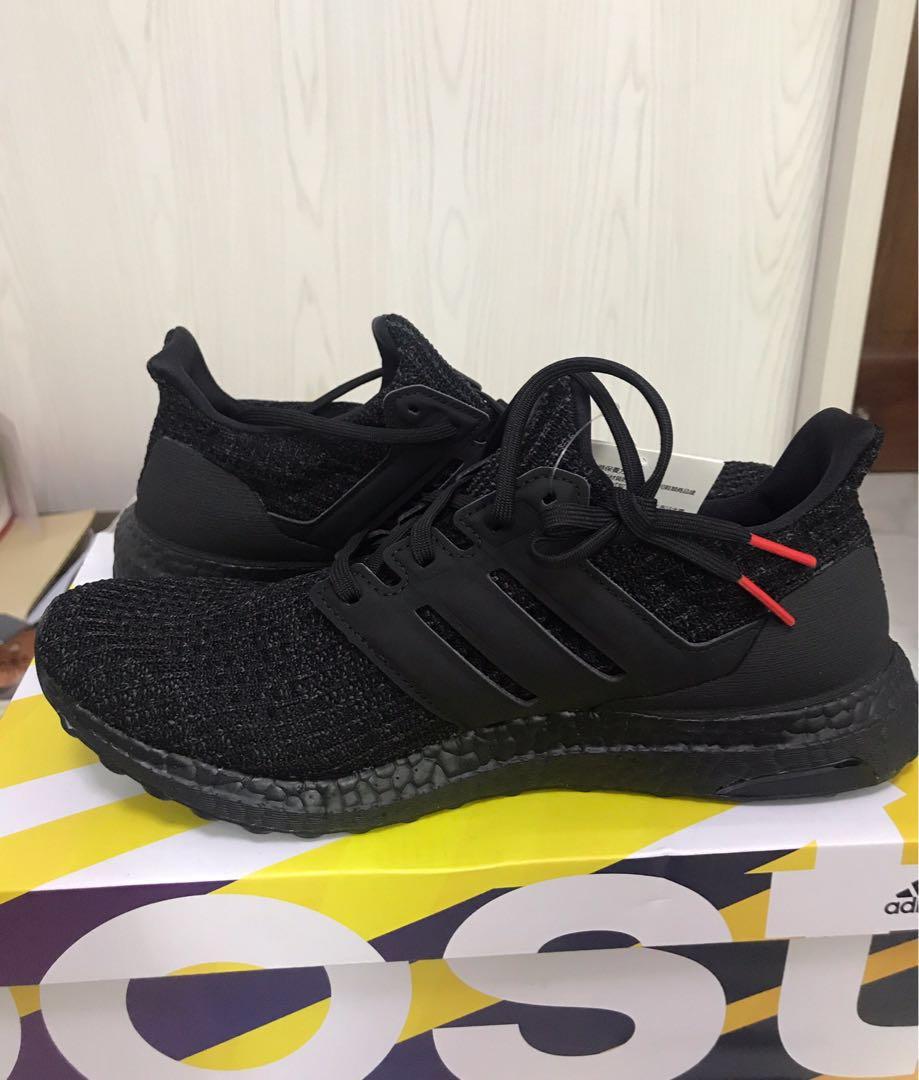 ultra boost core black active red