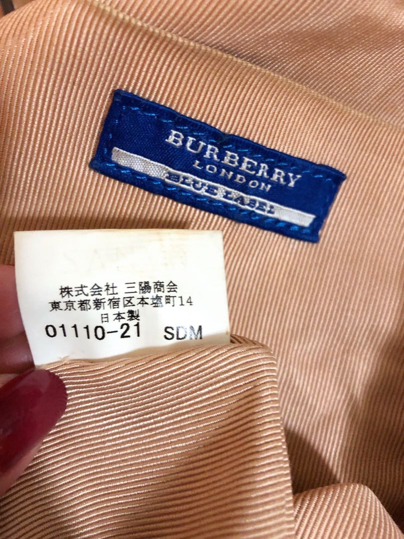 burberry blue label日本蓝标 米色电绣logo帆布肩背/斜背包