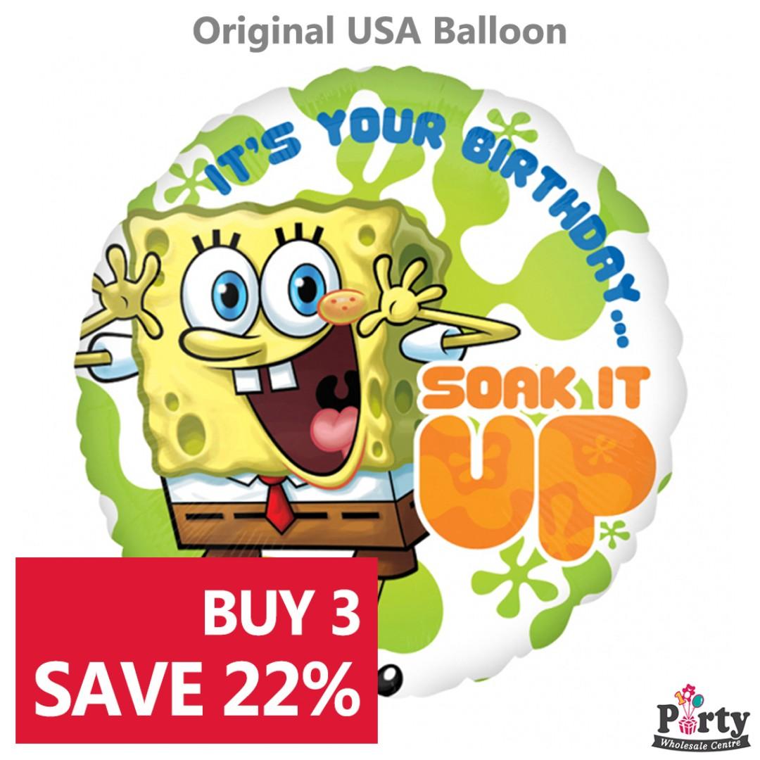 Buy 3 Save 22 Spongebob Birthday Foil Balloon 18inch Boys