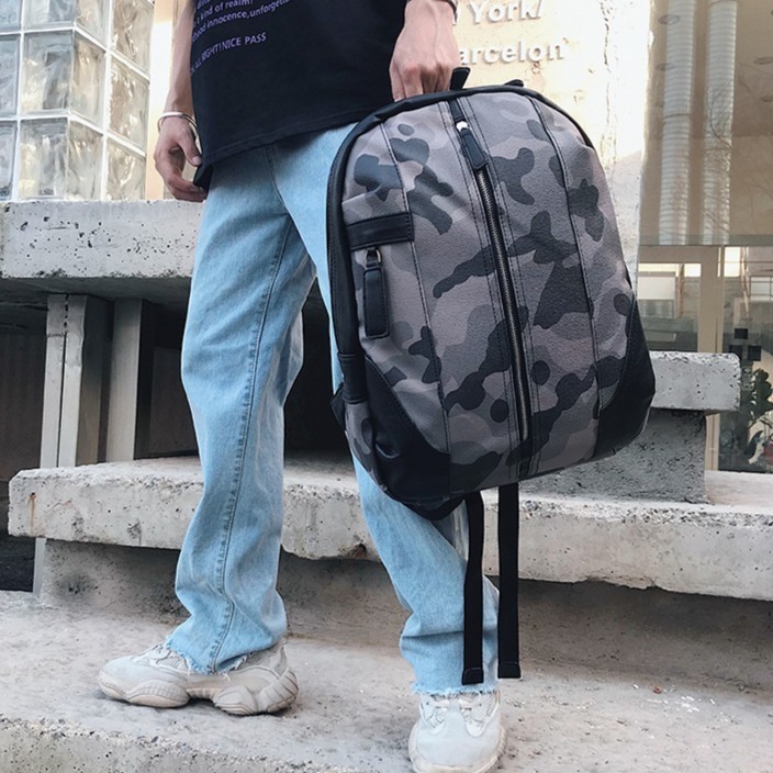 Camouflage Backpack Black white grey Waterproof Laptop Backpack leather