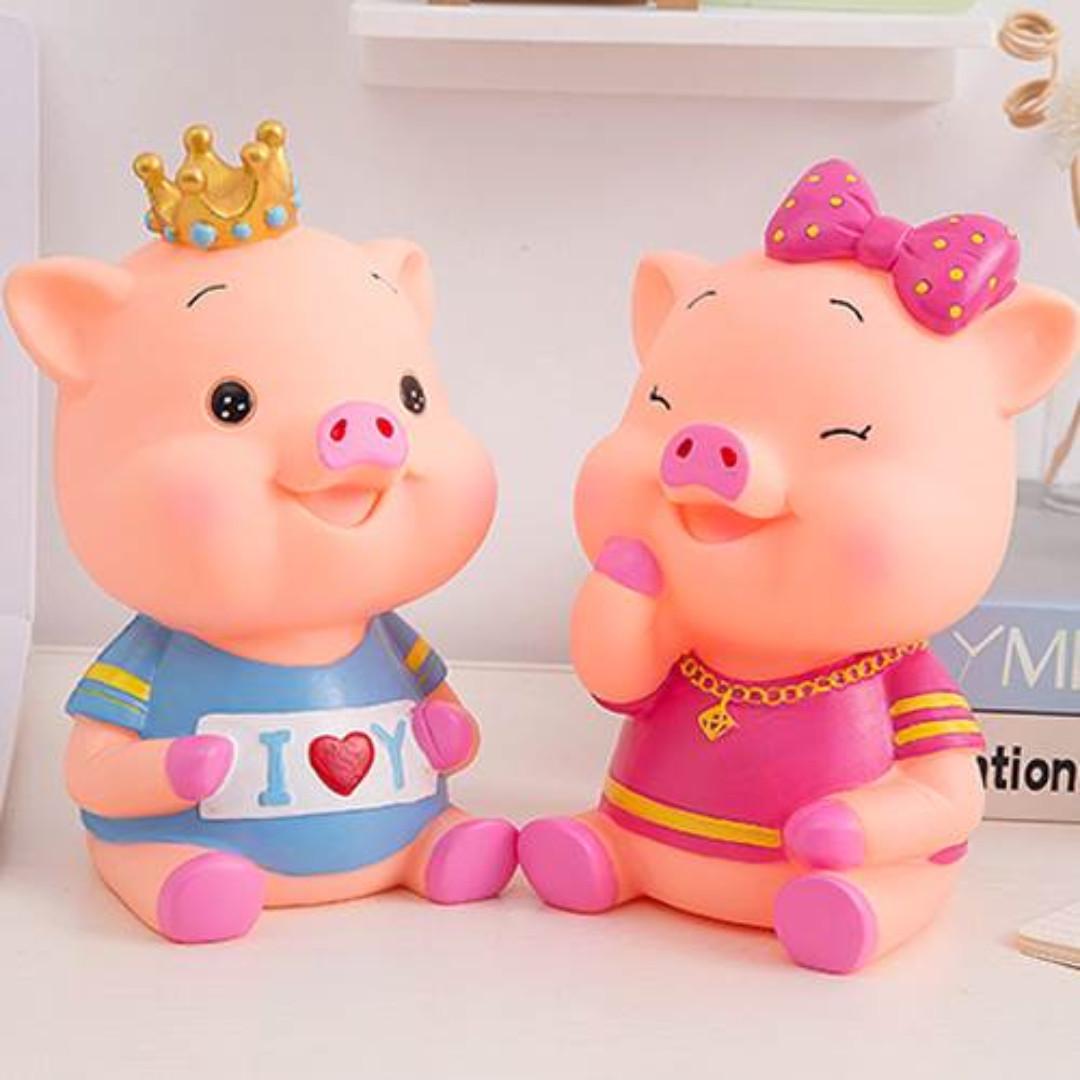 Cartoon Piggy Bank Pig Sitting W Crown Toys Games Others On Carousell Funny cartoon pig sitting over fence. carousell