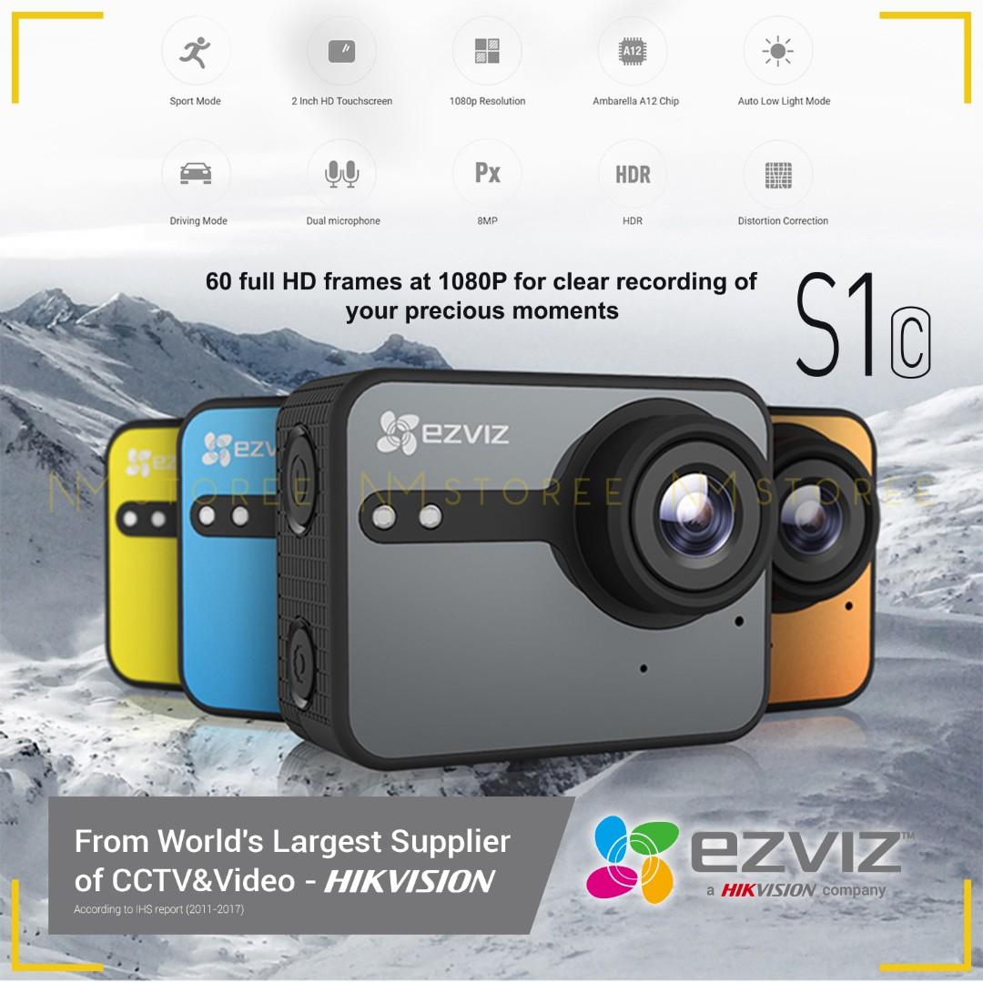 Ezviz S1c Action Camera Full Hd Lcd Touch Screen Wifi Original