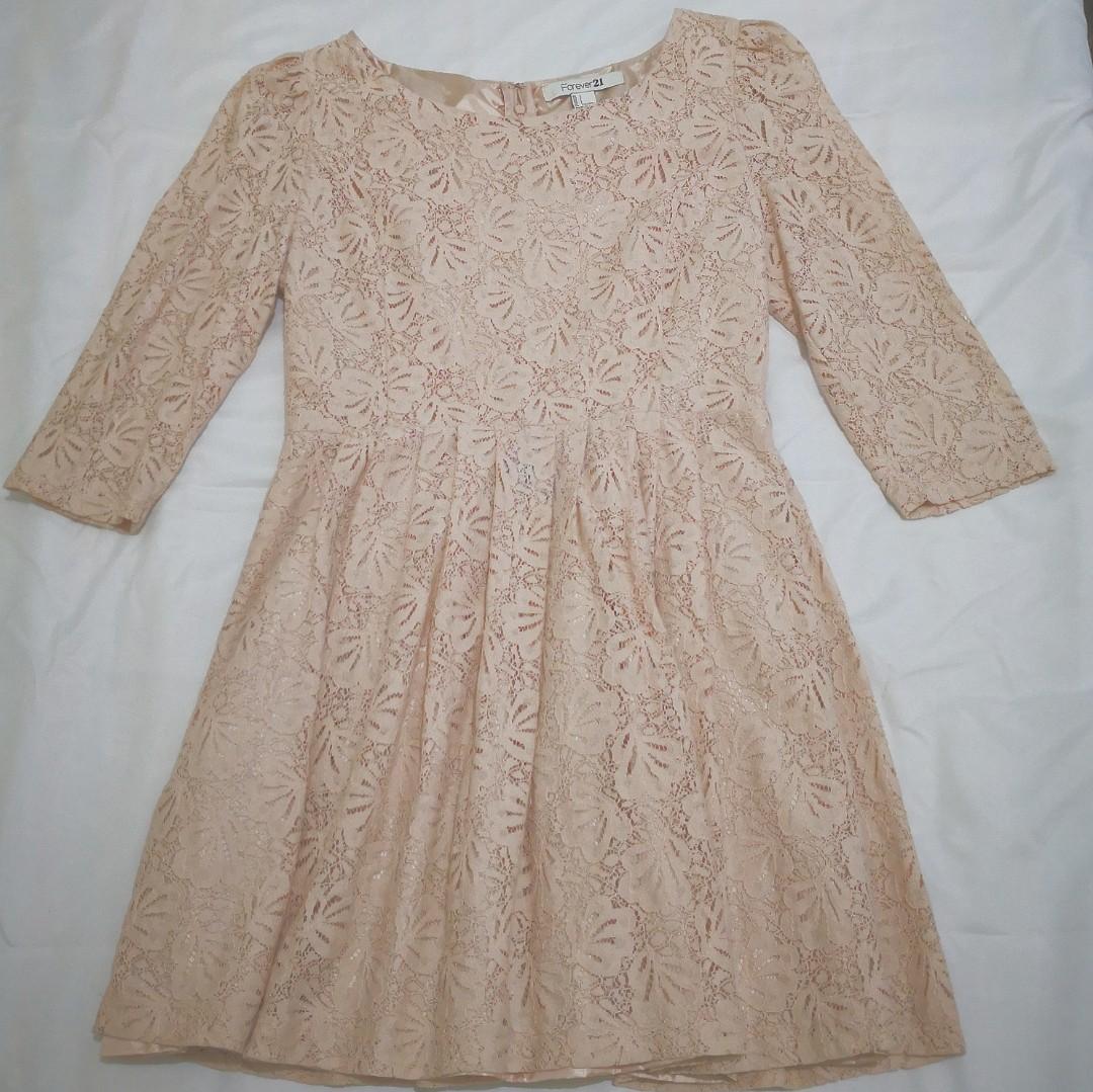 Forever 21 Old Rose Pink Lace Dress 