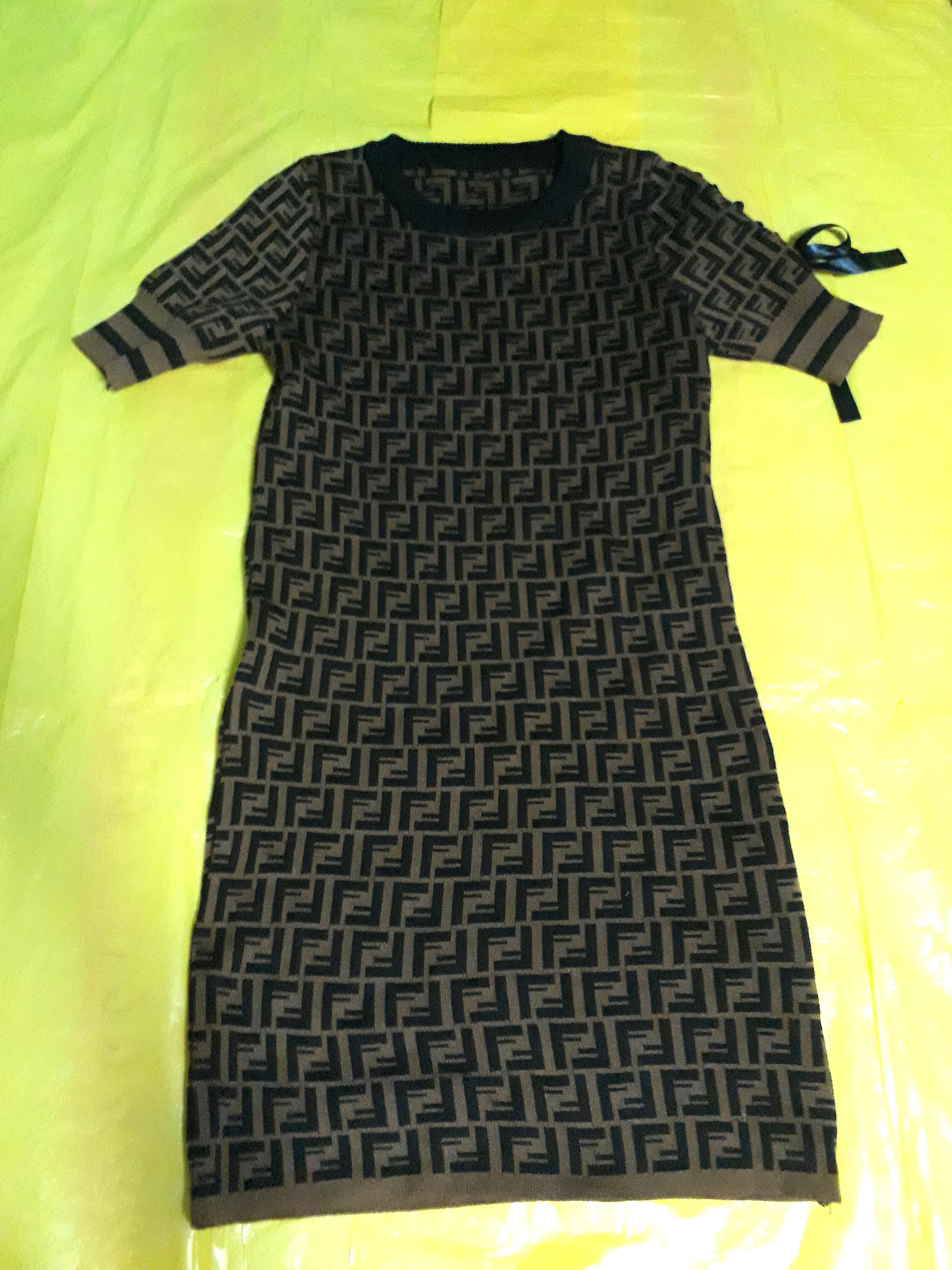 High Quality Fendi Replica Zucca Thick Knitted Fabric Dress On