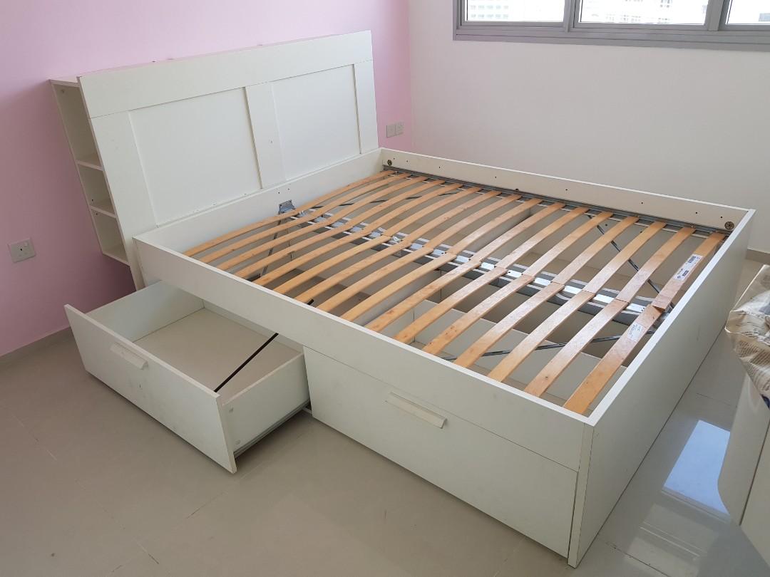 Ikea Brimnes Queen Size Bedframe Wif Headboard Furniture