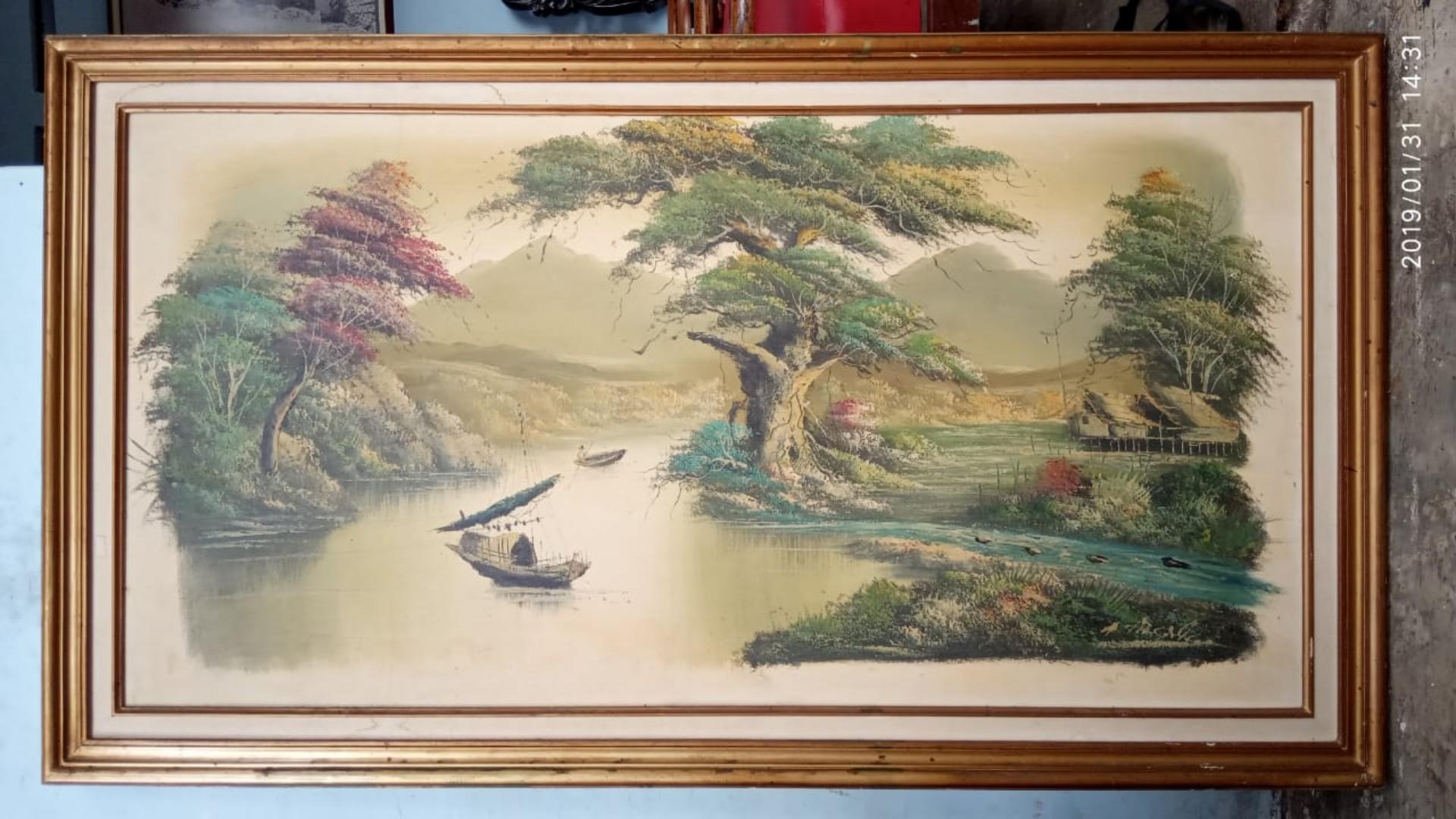 Lukisan Pemandangan Sungai On Carousell