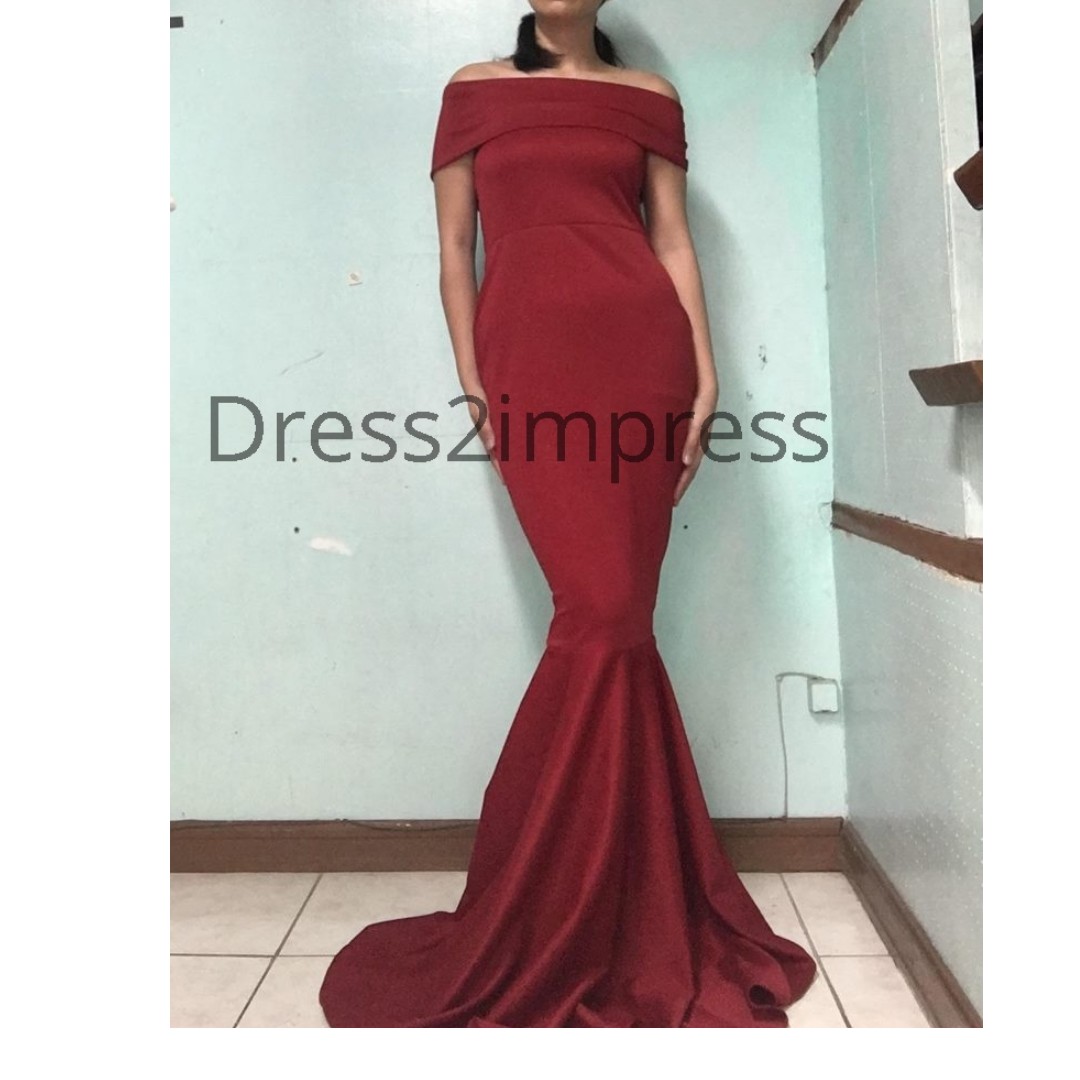 red white and blue gown