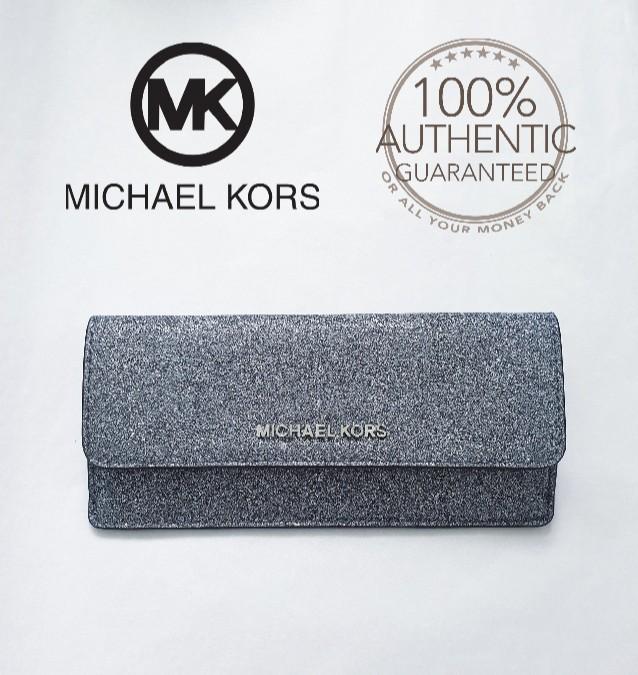 Michael Kors Glitter Giftables Flat Leather Wallet (Dusty Blue Color),  Women's Fashion, Bags & Wallets, Wallets & Card Holders on Carousell